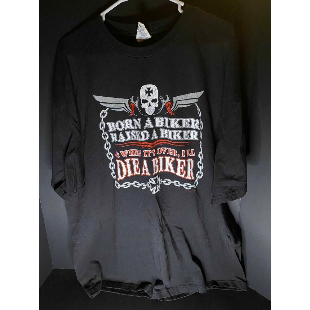 Sturgis 2011 Motorcycle Skull T-Shirt Mens 2XL Born Live Die a Biker Wings Y2K